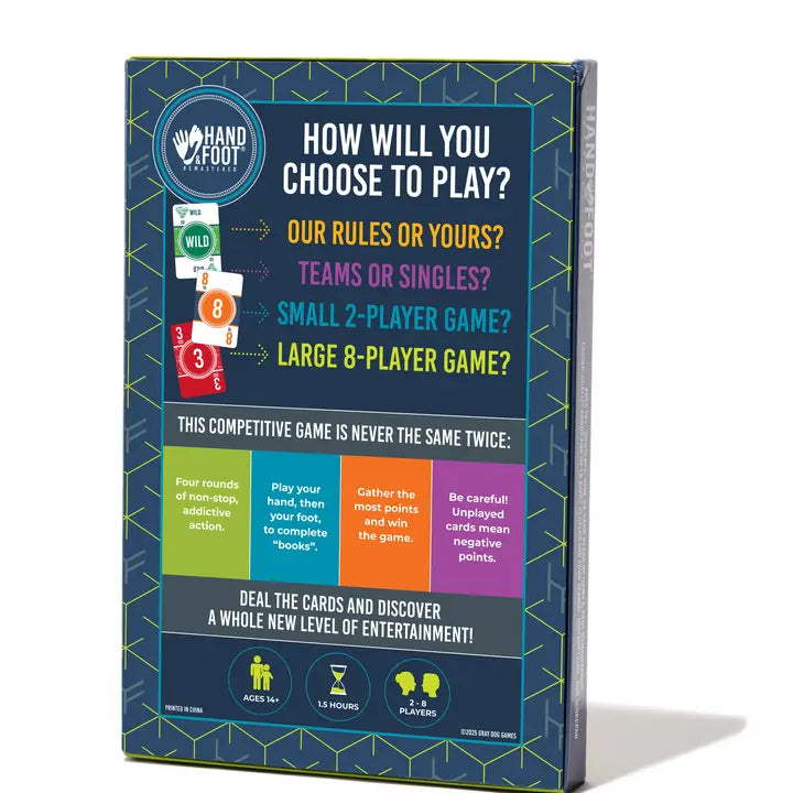Hand & Foot Remastered Card Game 8 Players Large Print