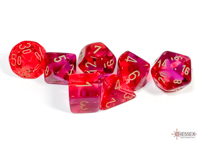 GeminiÃ‚Â® Polyhedral Translucent Red-Violet/gold 7-Die Set