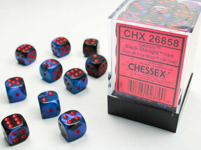 GeminiÃ‚Â® 12mm d6 Black-Starlight/red Dice BlockÃ¢â€žÂ¢ (36 dice)