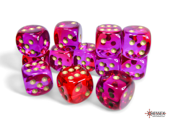 GeminiÃ‚Â® 16mm d6 Translucent Red-Violet/gold Dice BlockÃ¢â€žÂ¢ (12 dice)