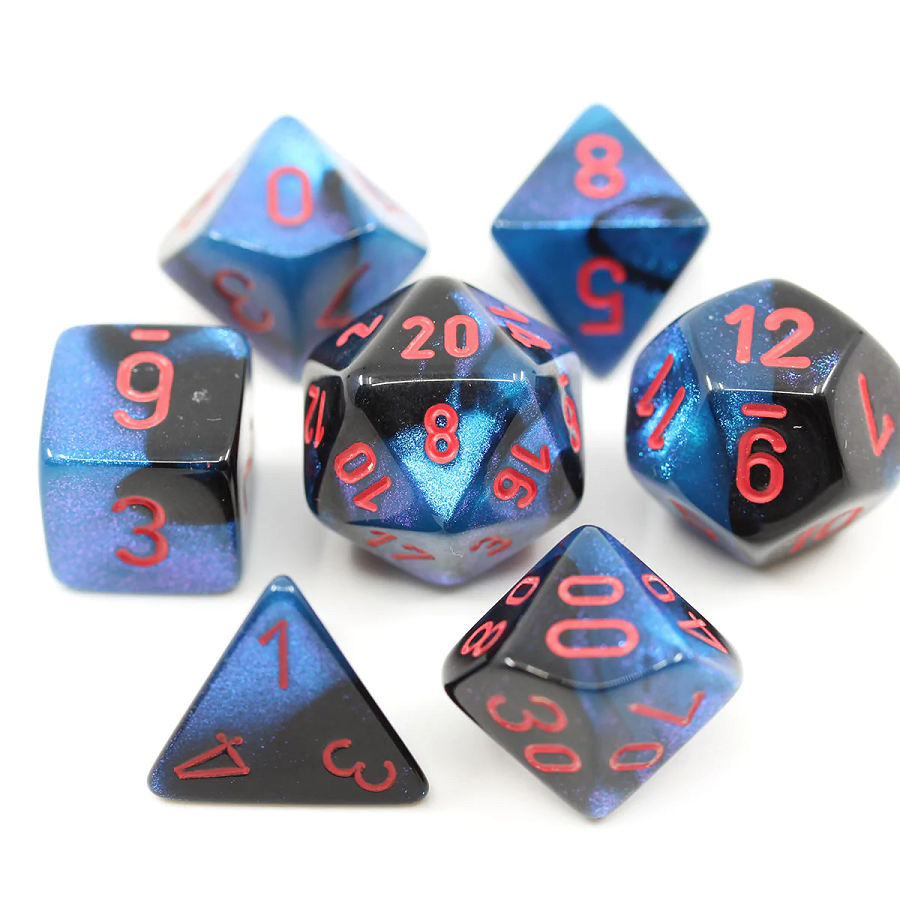 GeminiÃ‚Â® Mini-hedralÃ‚Â® Black-StarlightÃ¢â€žÂ¢/red 7-Die Set