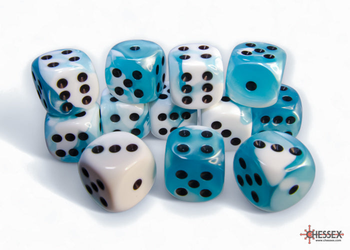 GeminiÃ‚Â® 16mm d6 Teal-White/black Dice BlockÃ¢â€žÂ¢ (12 dice)