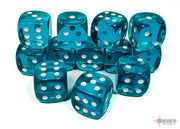 Translucent 16mm d6 Teal/white Dice BlockÃ¢â€žÂ¢ (12 dice)