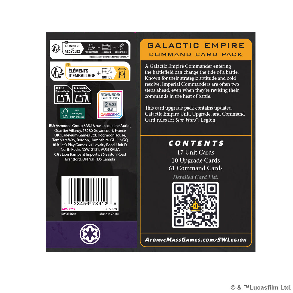 SW Legion - Galactic Empire Command Card Pack
