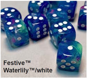 FestiveÃ‚Â® 16mm d6 WaterlilyÃ¢â€žÂ¢/white Dice BlockÃ¢â€žÂ¢ (12 dice)