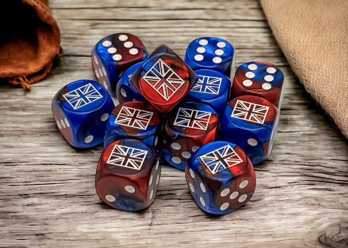 Great Britain War Dice Gemini Blue-Red/white 16mm d6 Dice BlockÃ¢â€žÂ¢ (12 dice)