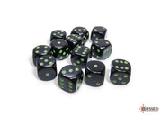 Opaque 16mm d6 Black/green Dice BlockÃ¢â€žÂ¢ (12 dice)