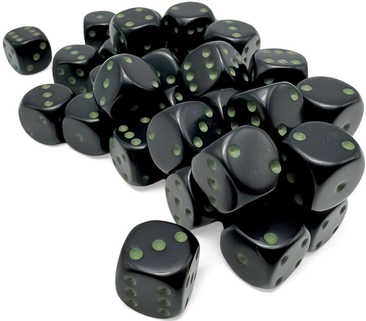 Opaque 12mm d6 Black/green Dice BlockÃ¢â€žÂ¢ (36 dice)