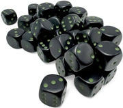 Opaque 12mm d6 Black/green Dice BlockÃ¢â€žÂ¢ (36 dice)
