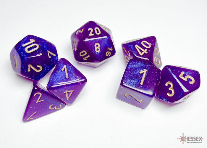 BorealisÃ‚Â® Polyhedral Royal Purple/gold LuminaryÃ¢â€žÂ¢ 7-Die Set