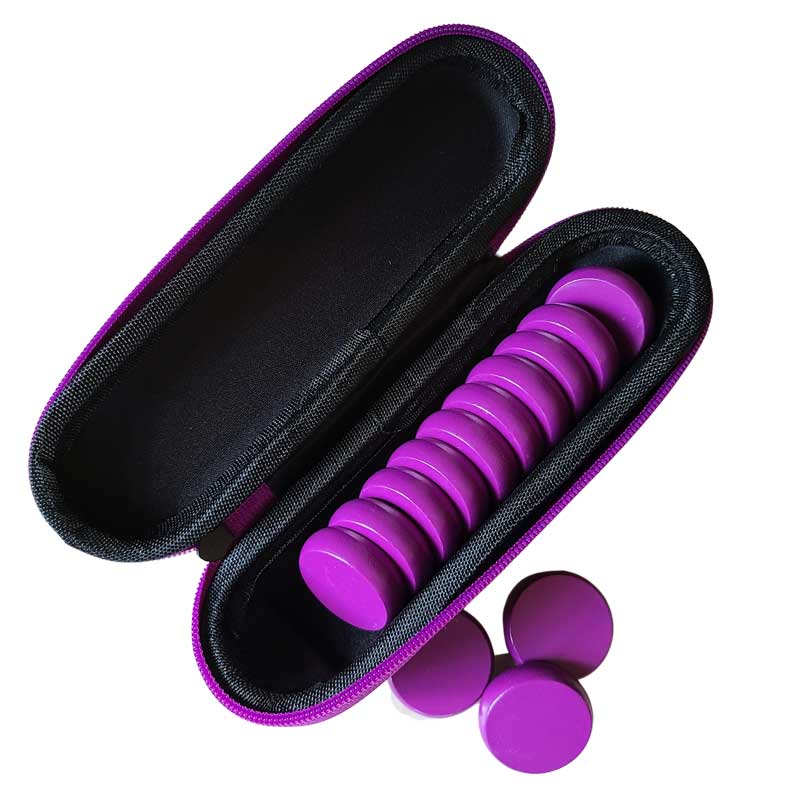 Crokinole 13 Purple Premium Glazed Wooden Discs with Hard Carry Case