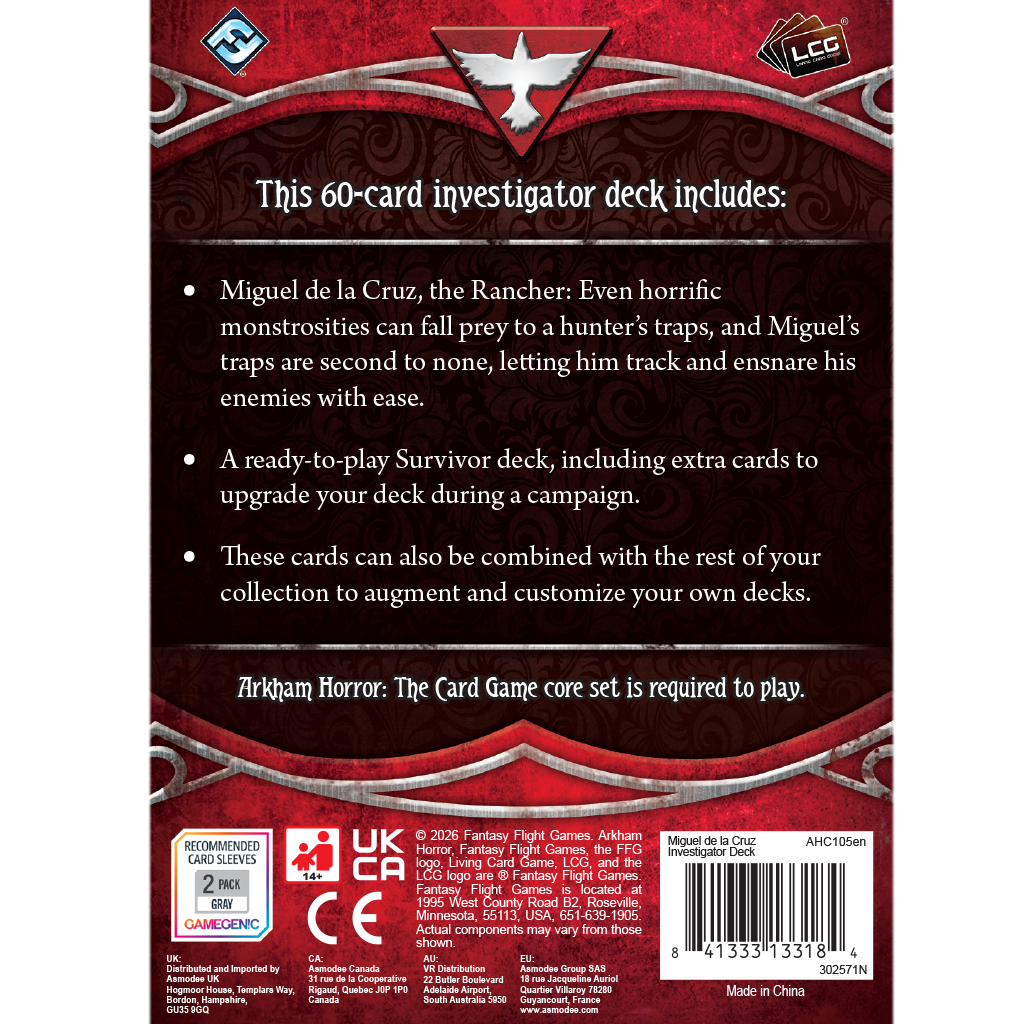 Arkham Horror The Card Game Miguel de la Cruz Investigator Deck