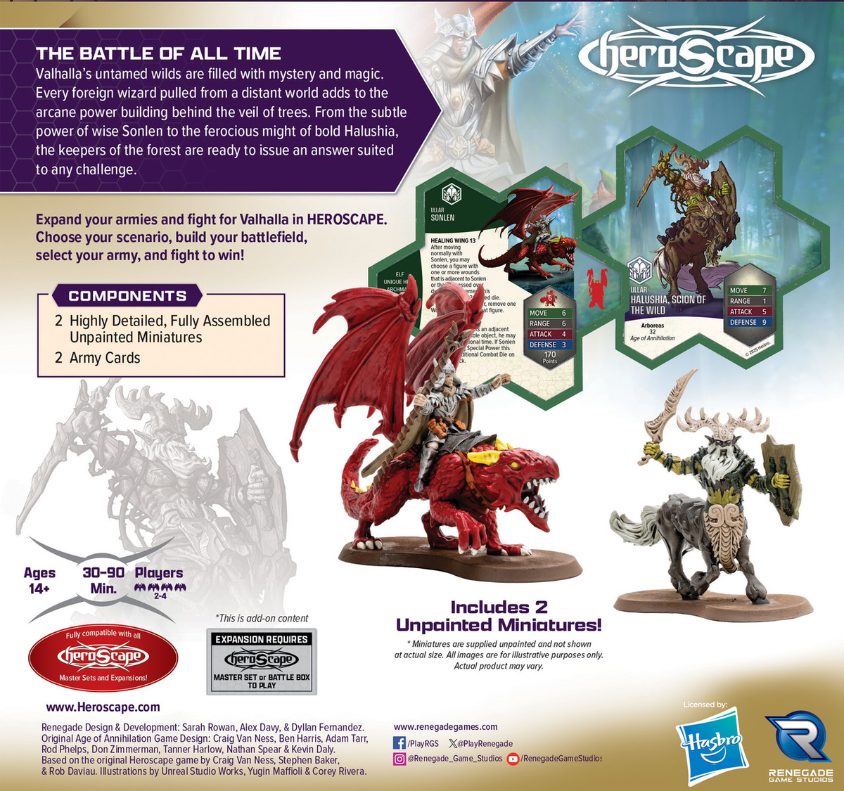 HeroScape Rising Tide Sonlen and Halushia Scions of the Wild Army Expansion