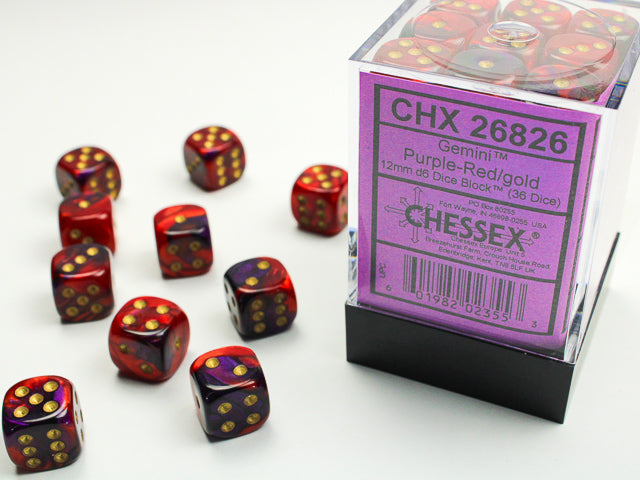 GeminiÃ‚Â® 12mm d6 Purple-Red/gold Dice BlockÃ¢â€žÂ¢ (36 dice)