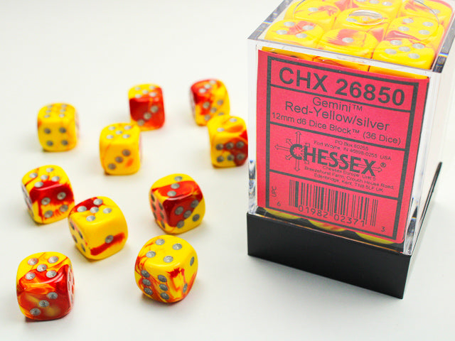 GeminiÃ‚Â® 12mm d6 Red-Yellow/silver Dice BlockÃ¢â€žÂ¢ (36 dice)