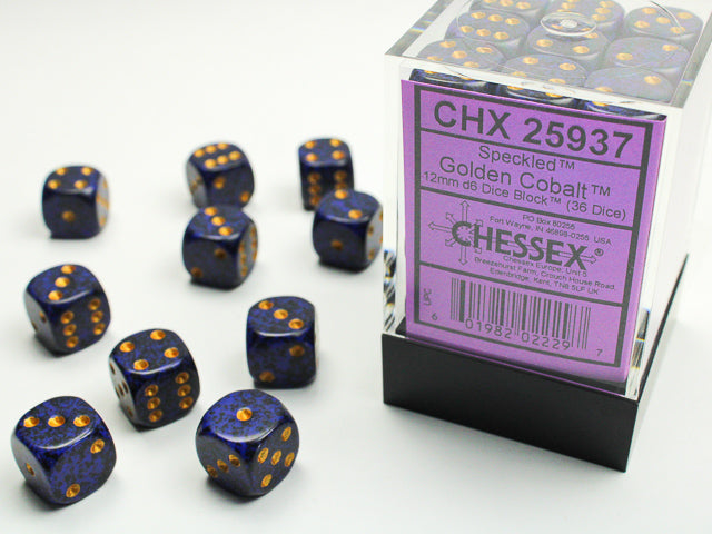 SpeckledÃ‚Â® 12mm d6 Golden CobaltÃ¢â€žÂ¢ Dice BlockÃ¢â€žÂ¢ (36 dice)