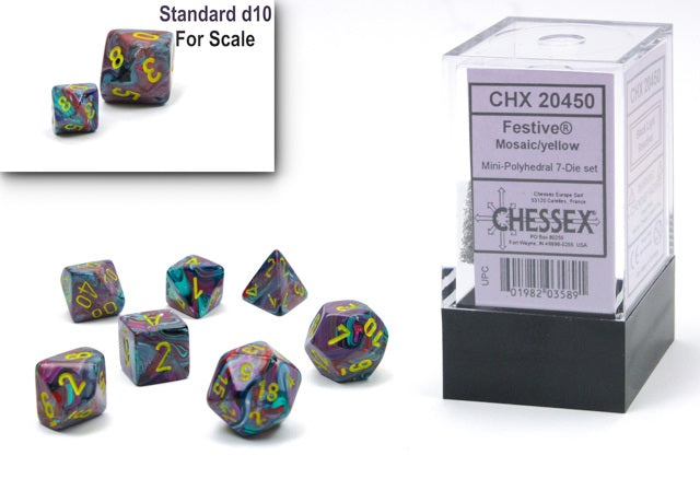 FestiveÃ‚Â® Mini-hedralÃ‚Â® Mosaic/yellow 7-Die set