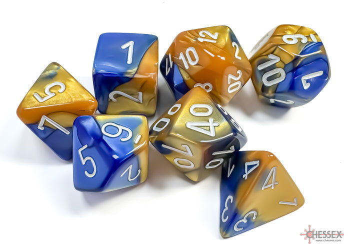 GeminiÃ‚Â® Polyhedral Blue-Gold/white 7-Die Set