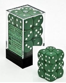 Opaque 16mm d6 Green/white Dice BlockÃ¢â€žÂ¢ (12 dice)