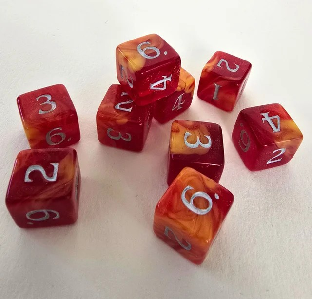 Scented 9D6 Dice Set - Fireball Char