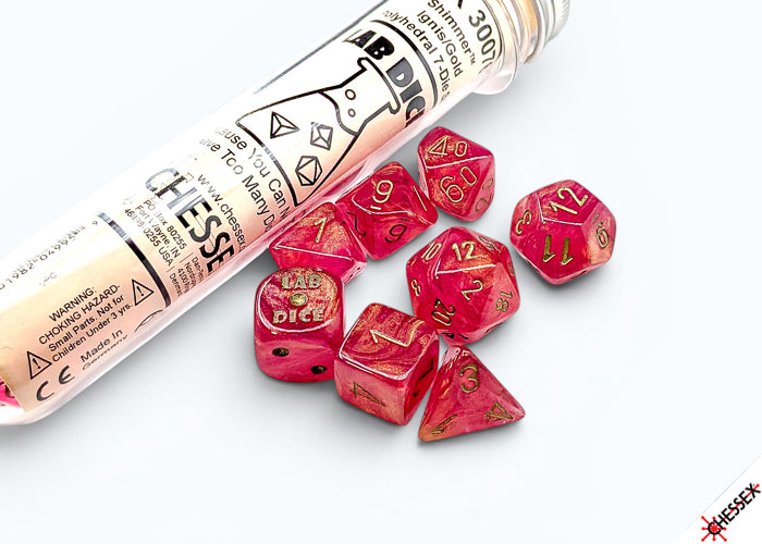 Lab Dice 10 7-Die Set Polyhedral Shimmer Ignis/Gold