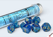 Lab Dice 10 Polyhedral 7-Die Set Shimmer Aqueous/gold