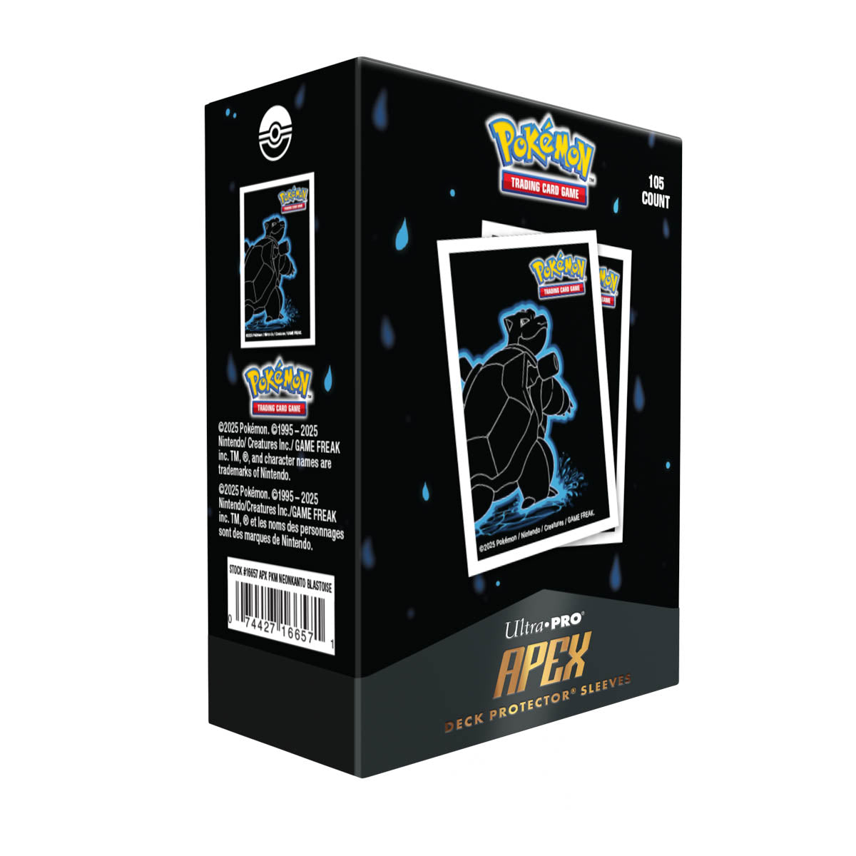 Pokemon Neon Kanto 105ct Apex Deck Protector Sleeves Blastoise