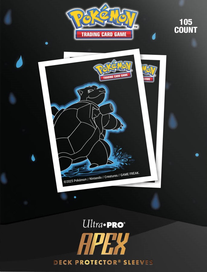 Pokemon Neon Kanto 105ct Apex Deck Protector Sleeves Blastoise