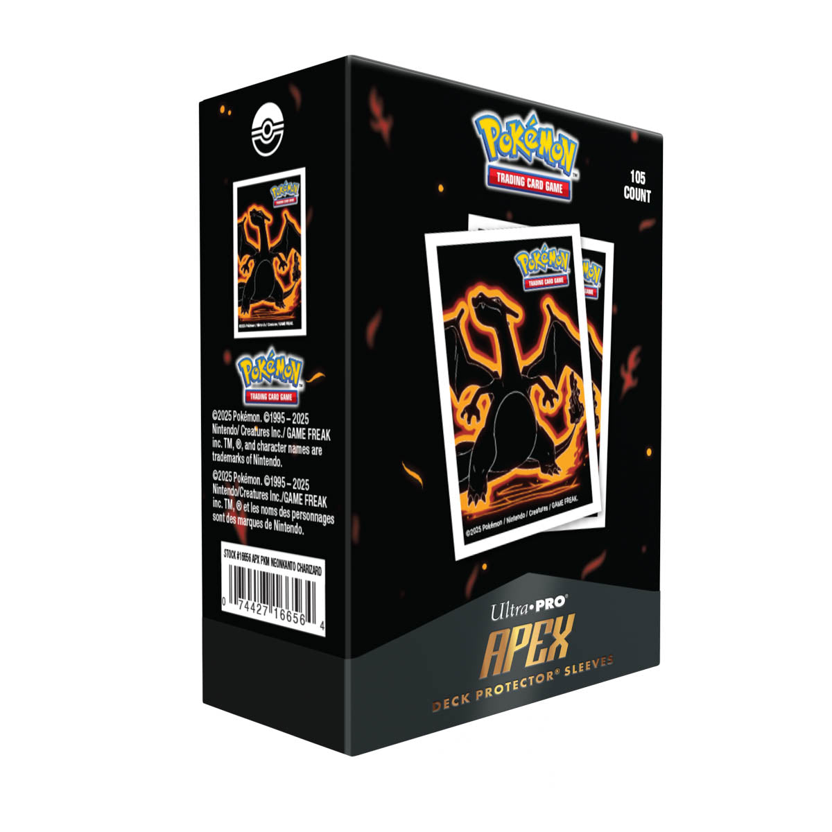 Pokemon Neon Kanto 105ct Apex Deck Protector Sleeves Charizard