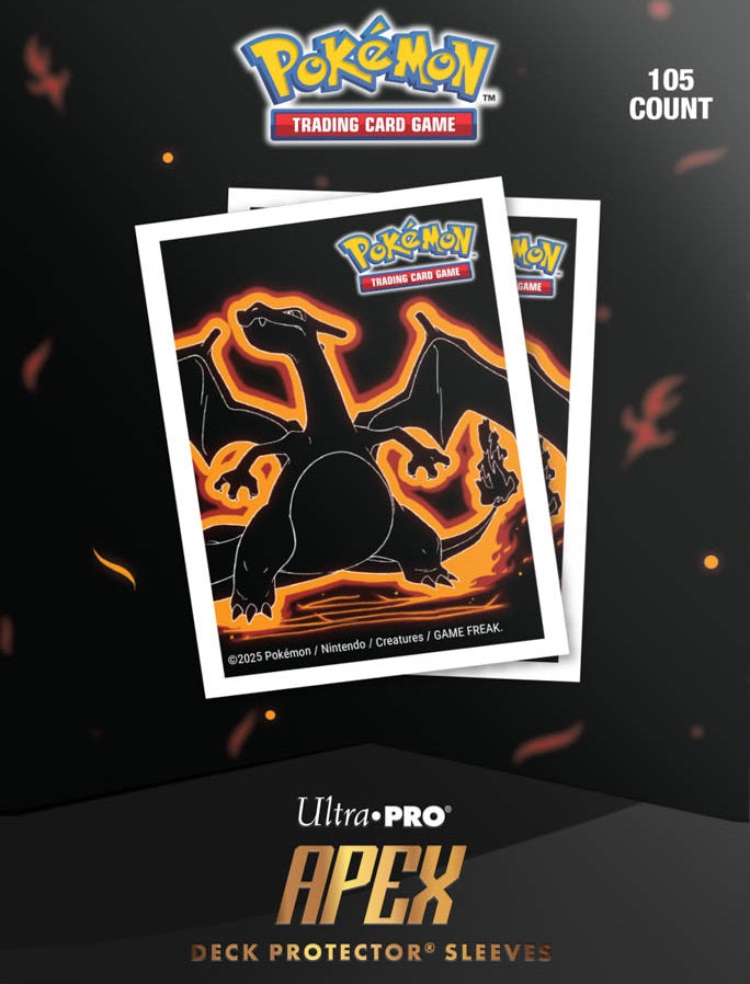 Pokemon Neon Kanto 105ct Apex Deck Protector Sleeves Charizard