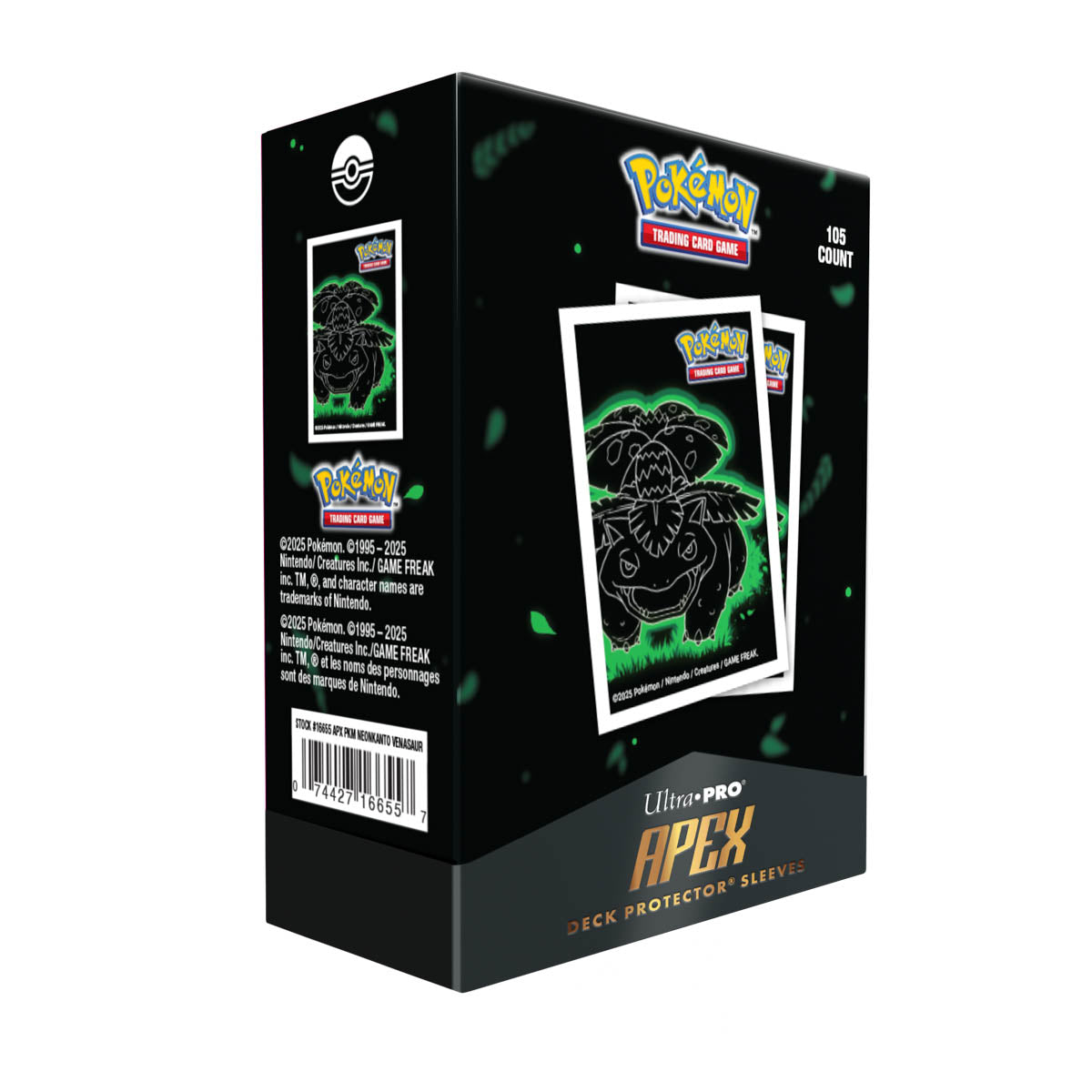 Pokemon Neon Kanto 105ct Apex Deck Protector Sleeves Venusaur