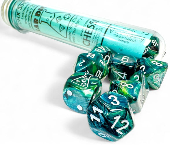 LustrousÃ‚Â® Polyhedral NeptuneÃ¢â€žÂ¢/grey 7-Die Set +