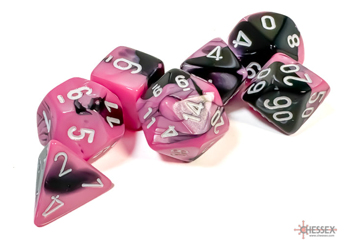 GeminiÃ‚Â® Polyhedral Black-White/pink 7-Die Set