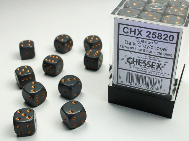 Opaque 12mm d6 Dark Grey/copper Dice BlockÃ¢â€žÂ¢ (36 dice)