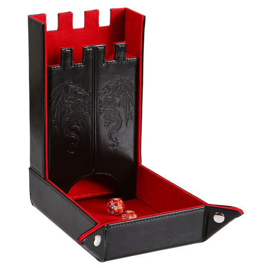 Forged Draco Castle Dice Tower & Tray Red