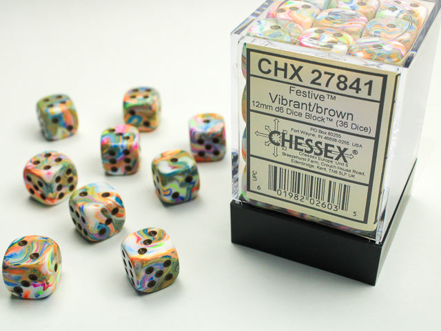 FestiveÃ‚Â® 12mm d6 Vibrant/brown Dice BlockÃ¢â€žÂ¢ (36 dice)