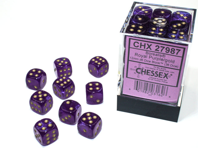 BorealisÃ‚Â® 12mm d6 Royal Purple/gold LuminaryÃ¢â€žÂ¢ Dice BlockÃ¢â€žÂ¢ (36 dice)