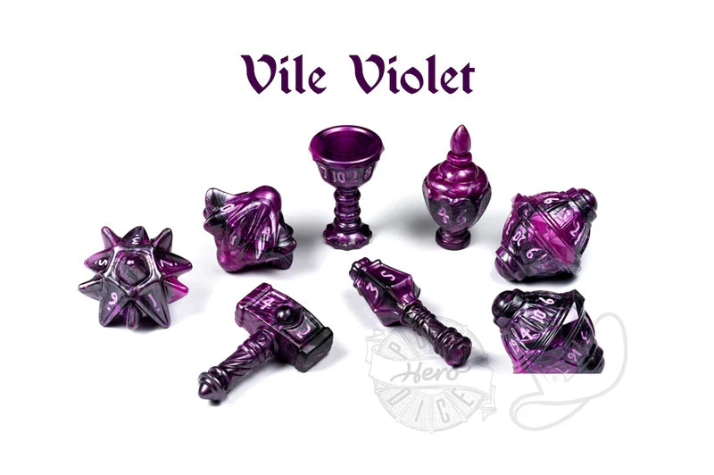 PolyHero Cleric 8 Dice Set Vile Violet