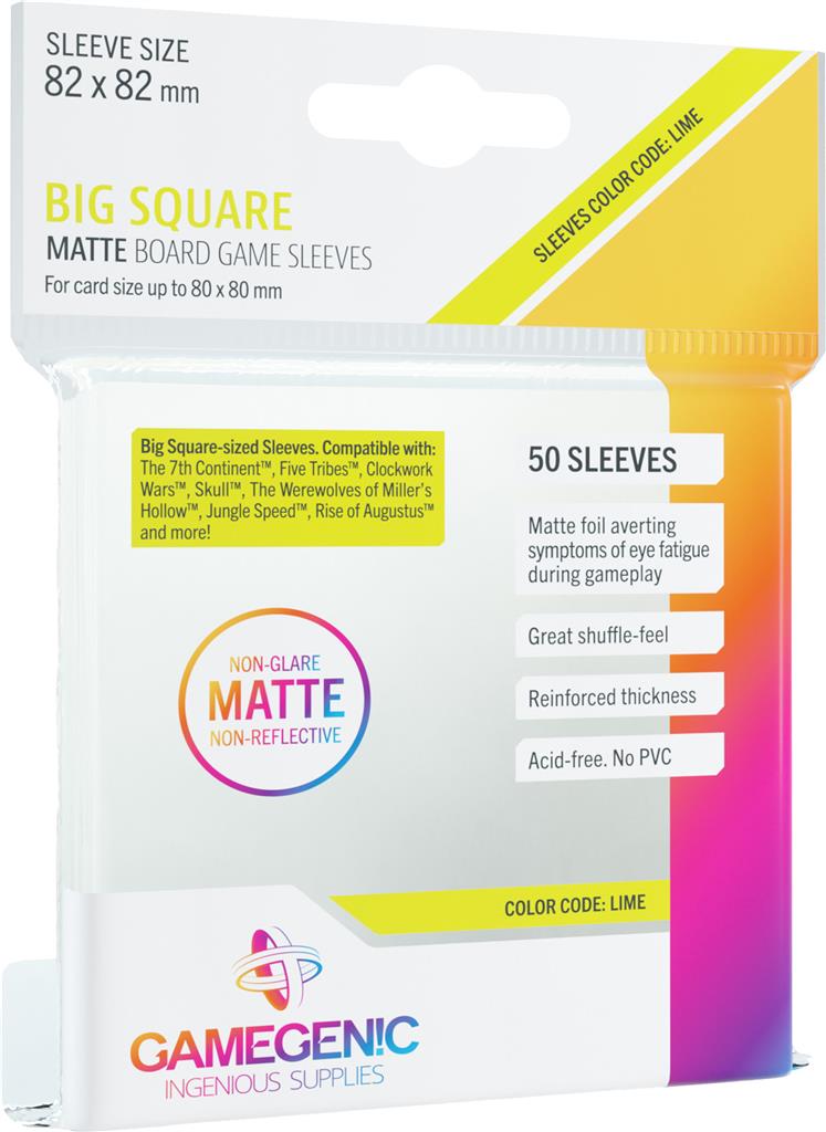 MATTE Lime BG Sleeves (50) 82 x 82 mm