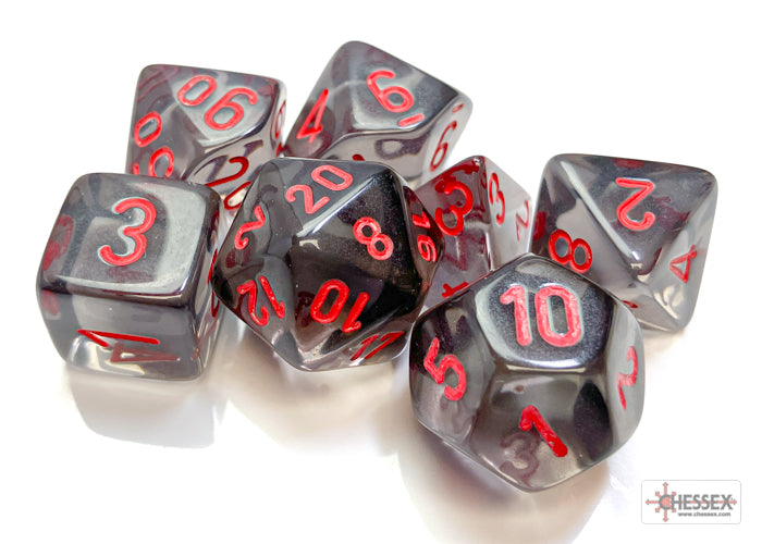 Translucent Polyhedral Smoke/red 7-Die Set