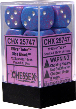 SpeckledÃ‚Â® 16mm d6 Silver TetraÃ¢â€žÂ¢ Dice BlockÃ¢â€žÂ¢ (12 dice)