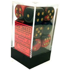 GeminiÃ‚Â® 16mm d6 Black-Red/gold Dice BlockÃ¢â€žÂ¢ (12 dice)
