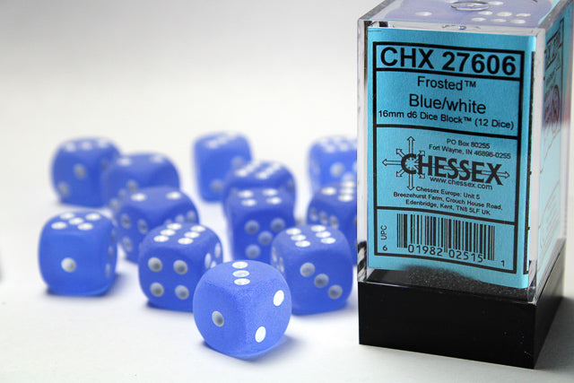 FrostedÃ¢â€žÂ¢ 12mm d6 Blue/white Dice BlockÃ¢â€žÂ¢ (36 dice)