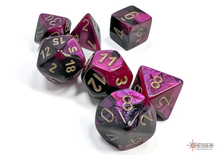 GeminiÃ‚Â® Polyhedral Black-Purple/gold 7-Die Set