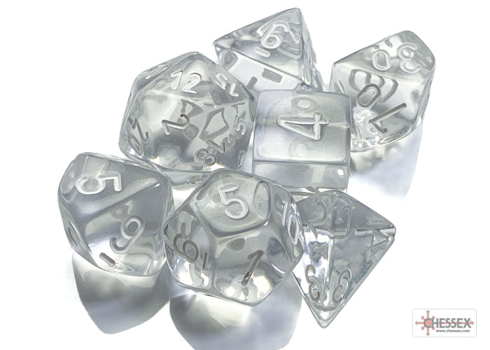 Translucent Polyhedral Clear/white 7-Die Set