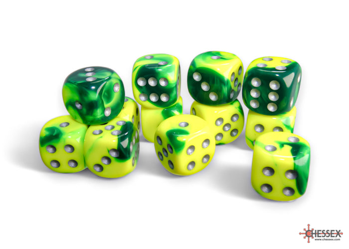 GeminiÃ‚Â® 16mm d6 Green-Yellow/silver Dice BlockÃ¢â€žÂ¢ (12 dice)