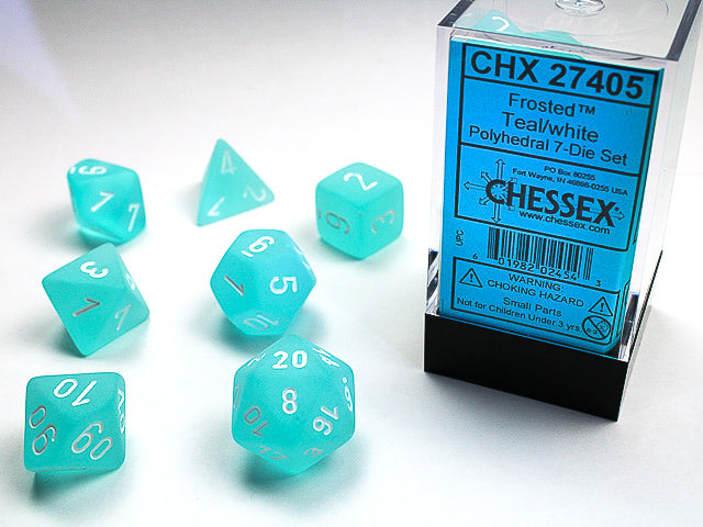 FrostedÃ¢â€žÂ¢ Polyhedral Teal/white 7-Die Set