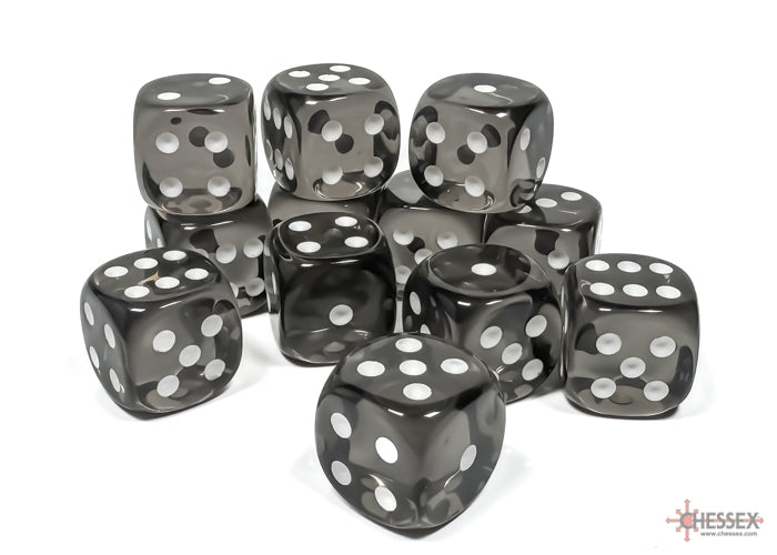 Translucent 16mm d6 Smoke/white Dice BlockÃ¢â€žÂ¢ (12 dice)
