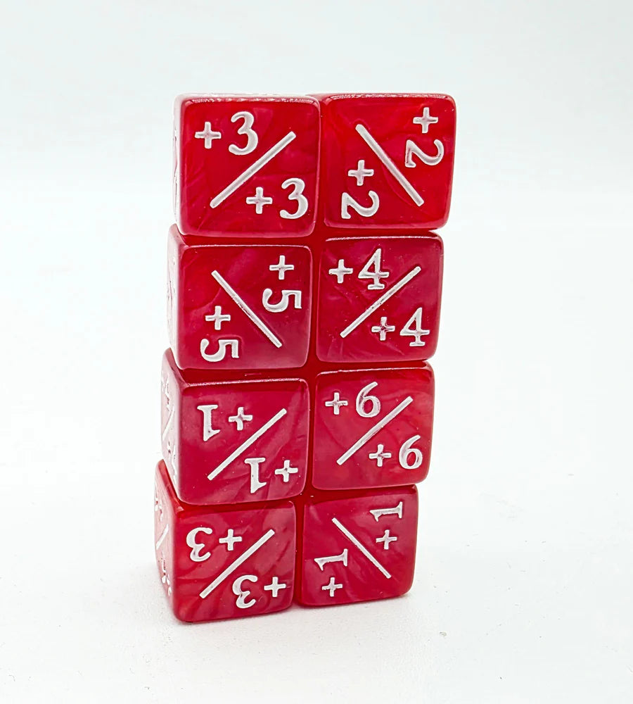 Dice Counters +1/+1 Pearl Red Counters for Magic Set of 8