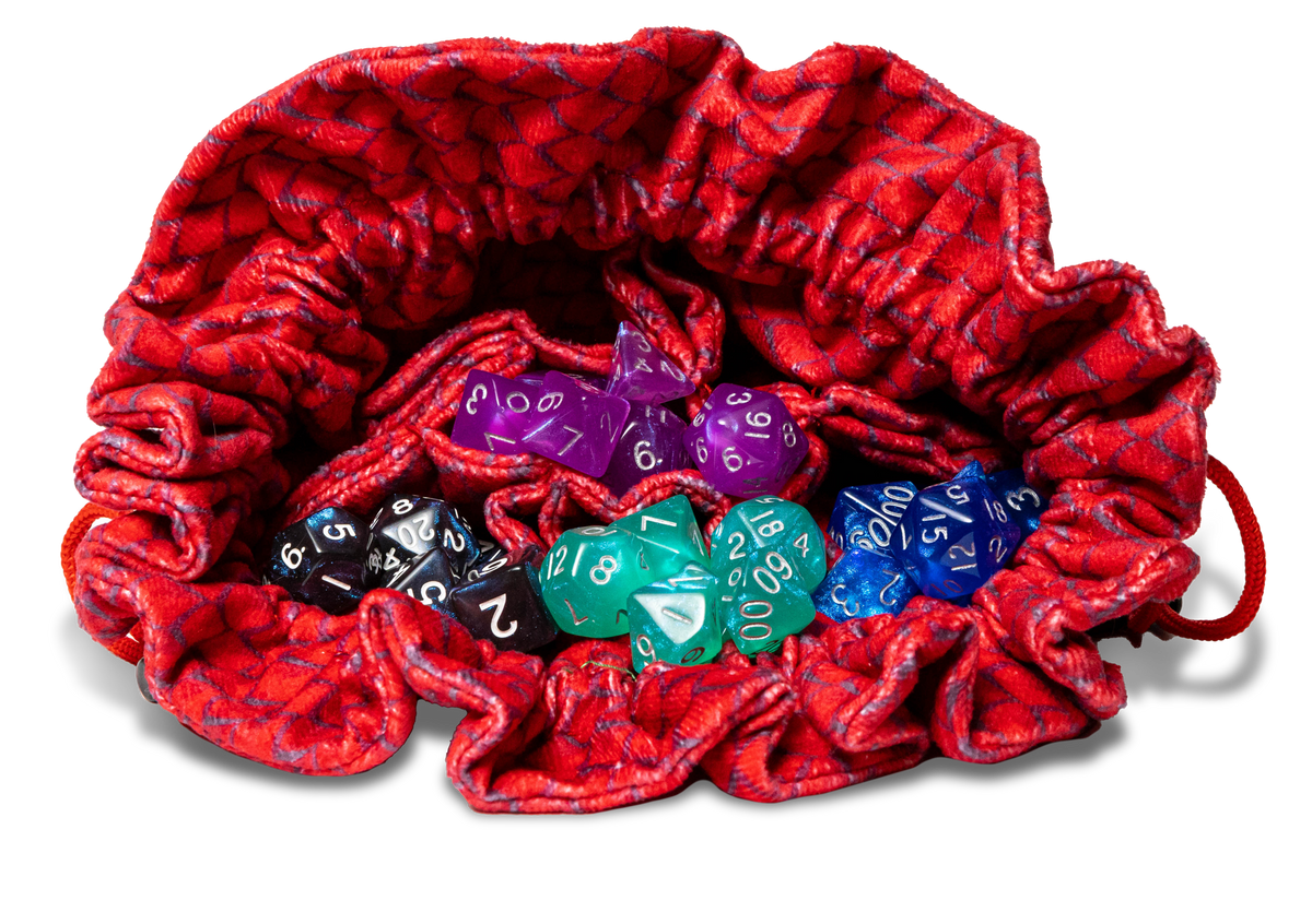 Velvet Compartment Dice Bag Dragon Storm Red